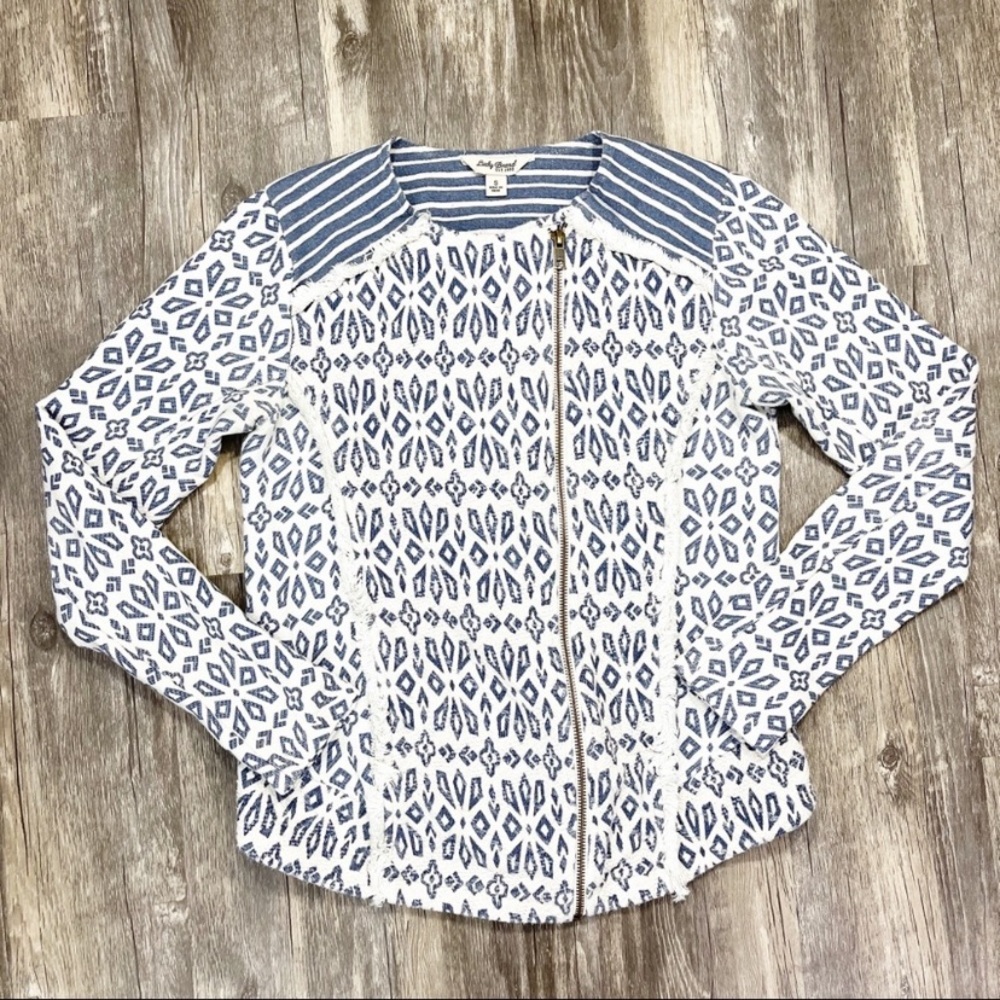 Lucky Brand Asymmetrical Zip Up Knit Moto Jacket